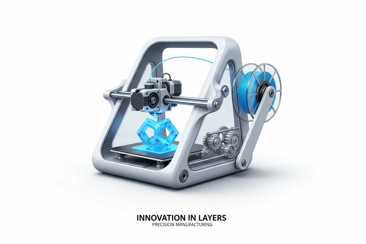 3d printing illustration with white bg